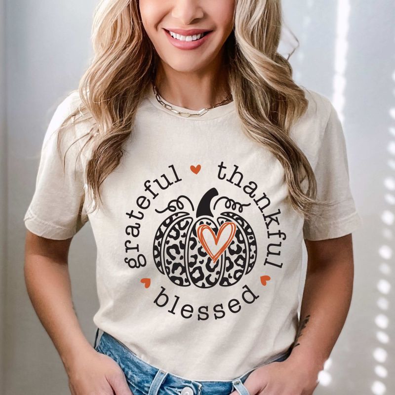 Grateful, Thankful, Blessed DTF T-SHIRT PRINT