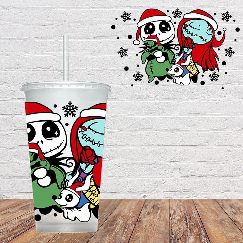 Skeleton and Girlfriend Christmas (NO HOLE) (SNOWGLOBE DUPE DESIGN) UV DTF WRAP (H43)