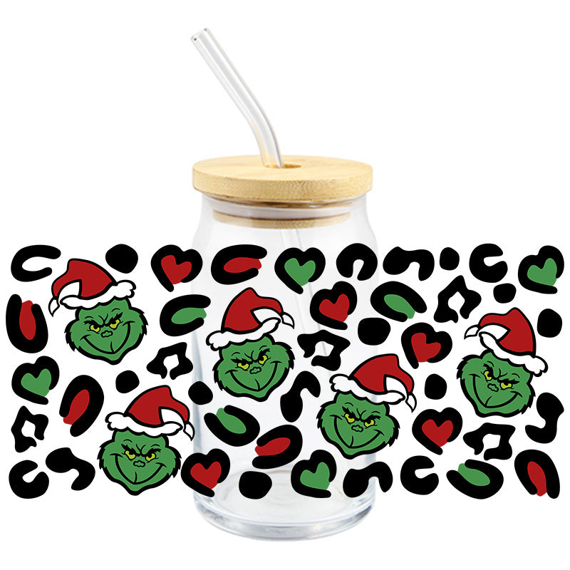 Grinch Faces Leopard UV DTF WRAP (K199)