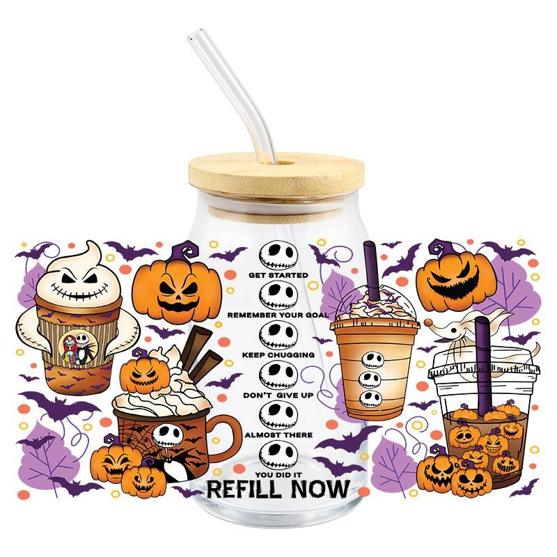 Skeleton Pumpkin Coffee UV DTF WRAP (K109)