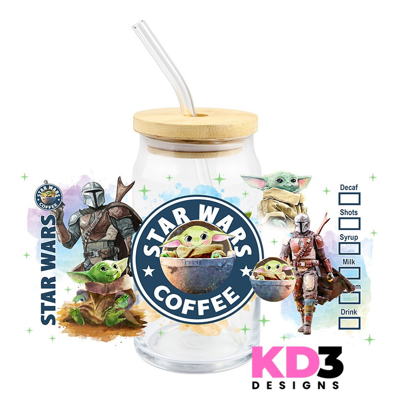 S Wars: Green Alien Coffee Inspired UV DTF WRAP (K170)