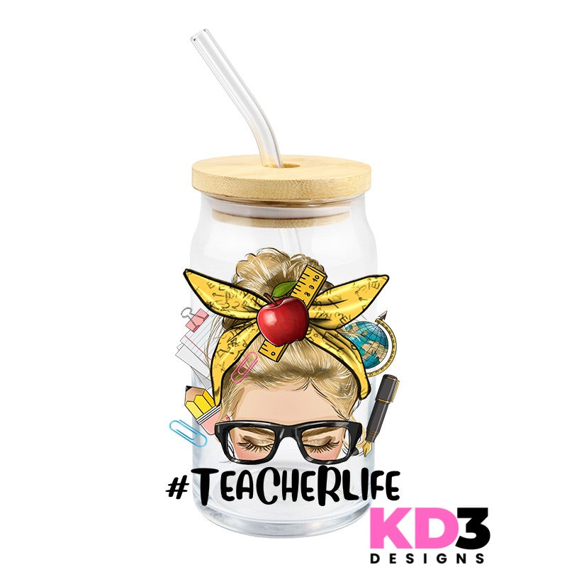 Blonde Teacher Life UV DTF DECAL (D10)