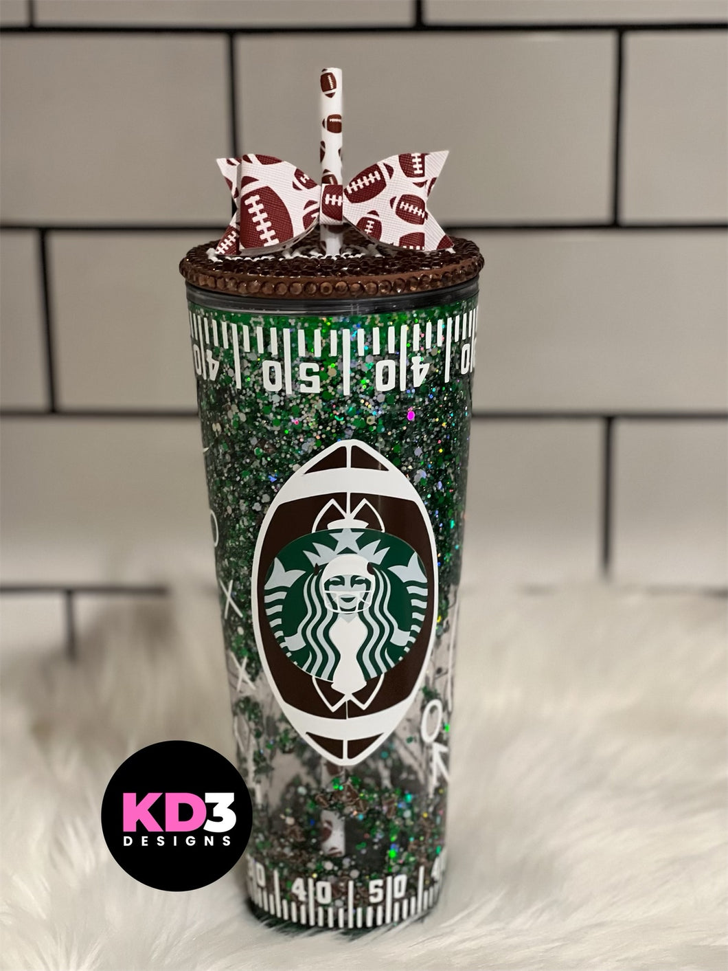 Football Mom Starbucks Glitter Tumbler