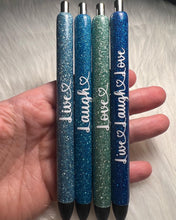 Load image into Gallery viewer, Summer Blues Live Love Laugh Glitter Pen set
