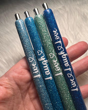 Load image into Gallery viewer, Summer Blues Live Love Laugh Glitter Pen set
