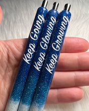 Load image into Gallery viewer, Custom Keep on Blue Ombre glitter pen set
