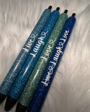 Load image into Gallery viewer, Summer Blues Live Love Laugh Glitter Pen set
