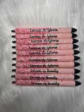 Load image into Gallery viewer, Custom Pink Glitter Pens with Crown
