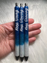 Load image into Gallery viewer, Custom Keep on Blue Ombre glitter pen set
