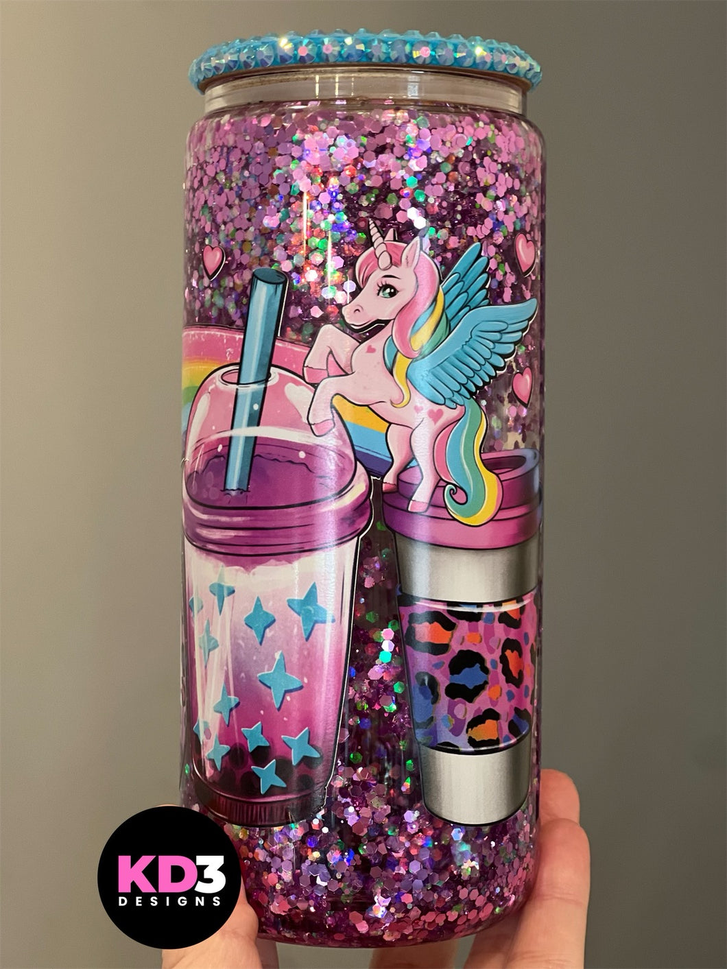 Unicorn Snowglobe Glitter Tumbler