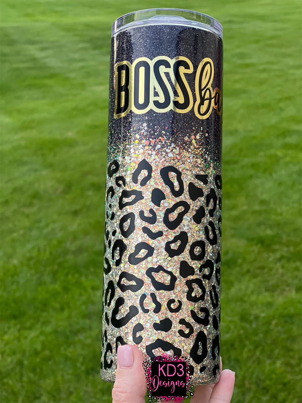 Leopard Print Boss Babe Glitter Tumbler